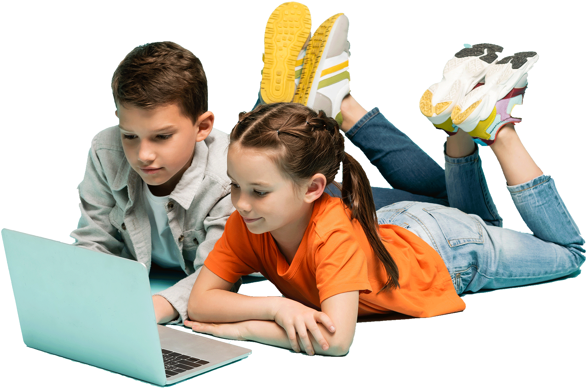 Boy and Girl using a laptop